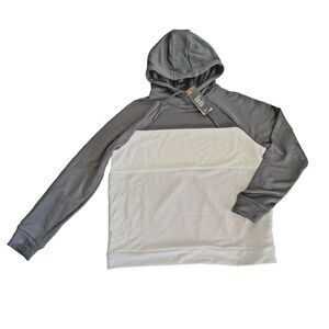 Under Armour Women's Hoodie Charcoal White Grey Sweatshirt UA Loose Fit Sz L NWT